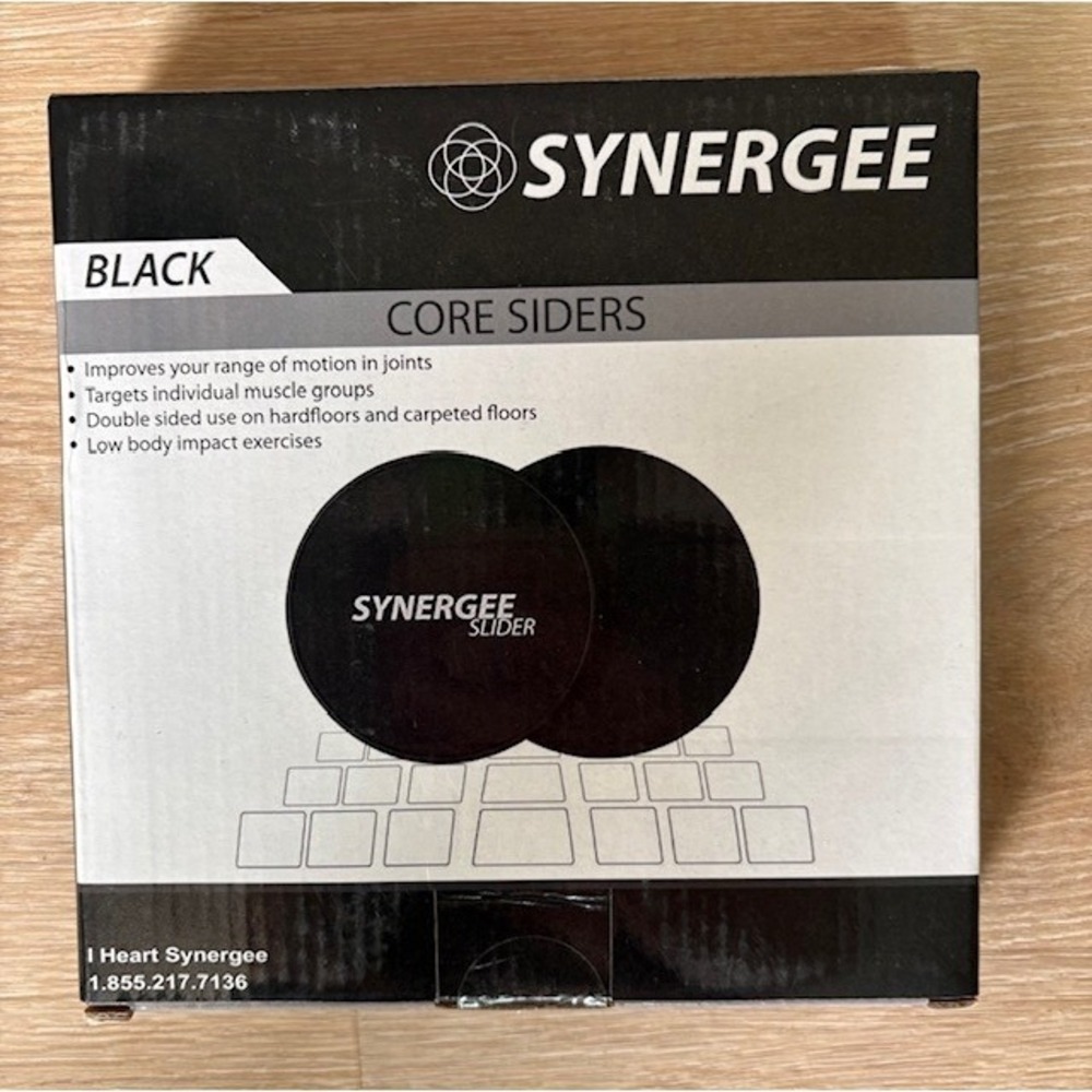 Synergee Core Sliders Black Double Sided Exercise Gliding Discs Home Gym Fitness